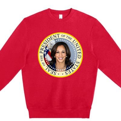 Kamala Harris Presidential Seal Portrait Premium Crewneck Sweatshirt