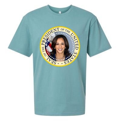 Kamala Harris Presidential Seal Portrait Sueded Cloud Jersey T-Shirt