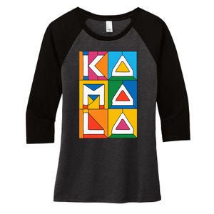 Kamala Harris Quilted 2024 Women's Tri-Blend 3/4-Sleeve Raglan Shirt