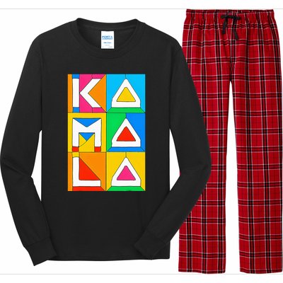 Kamala Harris Quilted Support For Harris 2024 Vote Kamala 24 Long Sleeve Pajama Set