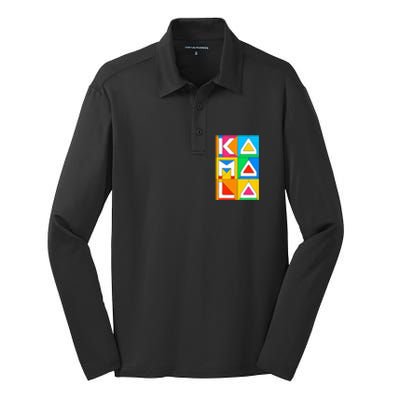 Kamala Harris Quilted Support For Harris 2024 Vote Kamala 24 Silk Touch Performance Long Sleeve Polo