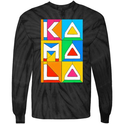 Kamala Harris Quilted Support For Harris 2024 Vote Kamala 24 Tie-Dye Long Sleeve Shirt