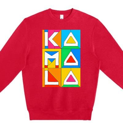 Kamala Harris Quilted Support For Harris 2024 Vote Kamala 24 Premium Crewneck Sweatshirt