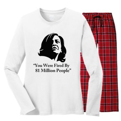 Kamala Harris Quote You Were Fired By 81 Million People Joke Women's Long Sleeve Flannel Pajama Set 