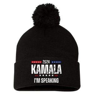 Kamala Harris Quote Im Speaking For 2024 Pom Pom 12in Knit Beanie