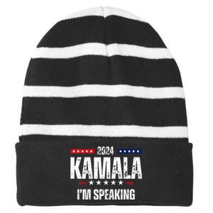 Kamala Harris Quote Im Speaking For 2024 Striped Beanie with Solid Band