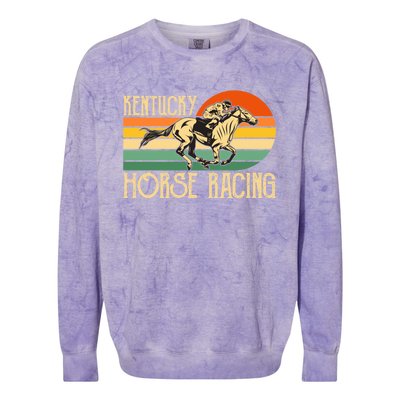 Kentucky Horse Racing Fan Retro Derby Racing Festival Party Gift Colorblast Crewneck Sweatshirt