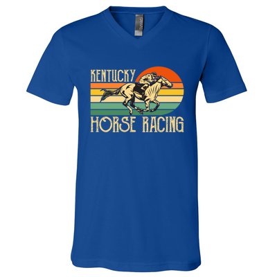 Kentucky Horse Racing Fan Retro Derby Racing Festival Party Gift V-Neck T-Shirt