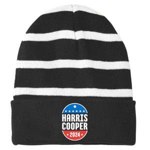 Kamala Harris Roy Cooper 2024 Election Democrat Striped Beanie with Solid Band