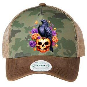 Kawaii Halloween Raven With Pumpkin And Flowers Legacy Tie Dye Trucker Hat