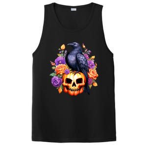 Kawaii Halloween Raven With Pumpkin And Flowers PosiCharge Competitor Tank