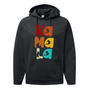 Kamala Harris Retro Cat Typography Cat Lady Kamala Harris Performance Fleece Hoodie