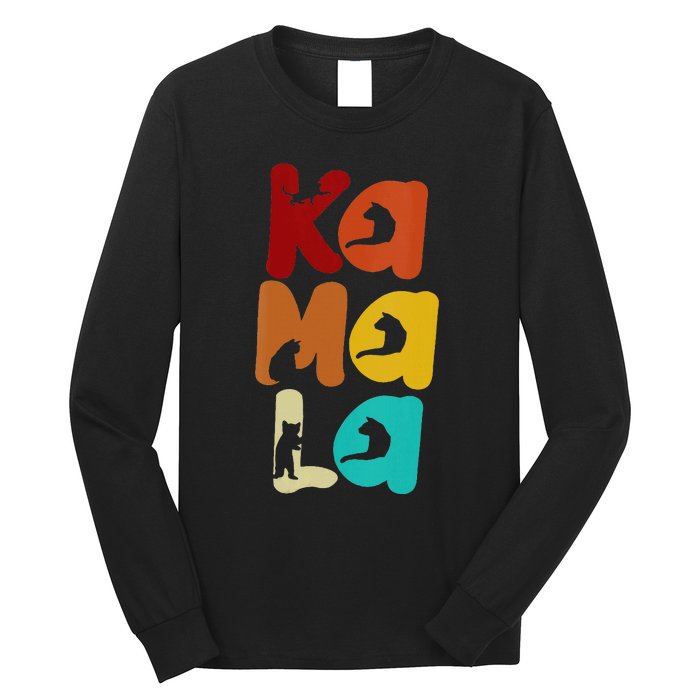 Kamala Harris Retro Cat Typography Cat Lady Kamala Harris Long Sleeve Shirt