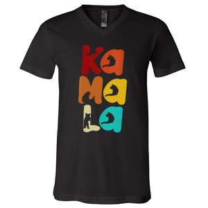 Kamala Harris Retro Cat Typography Cat Lady Kamala Harris V-Neck T-Shirt