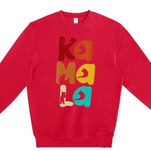 Kamala Harris Retro Cat Typography Cat Lady Kamala Harris Premium Crewneck Sweatshirt