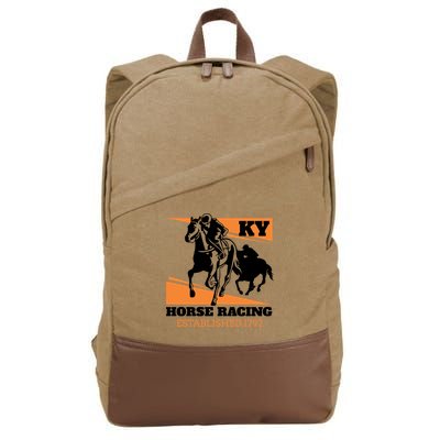 Kentucky Horse Racing Vintage Ky Derby Horse Jockey Costume Gift Cotton Canvas Backpack
