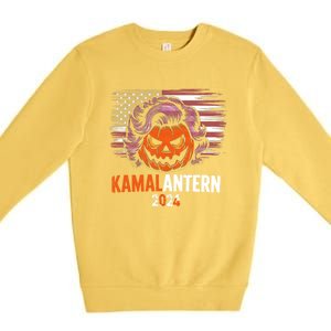 Kamala Harris Retro Halloween Jack O Lantern Flag 2024 Premium Crewneck Sweatshirt