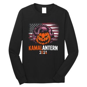 Kamala Harris Retro Halloween Jack O Lantern Flag 2024 Long Sleeve Shirt