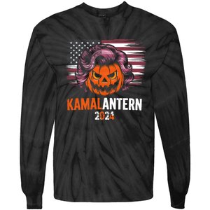 Kamala Harris Retro Halloween Jack O Lantern Flag 2024 Tie-Dye Long Sleeve Shirt