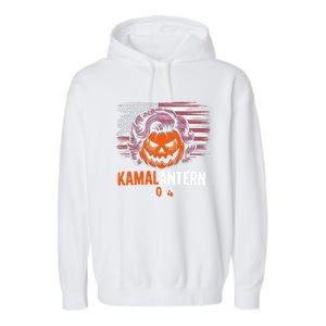 Kamala Harris Retro Halloween Jack O Lantern Flag 2024 Garment-Dyed Fleece Hoodie