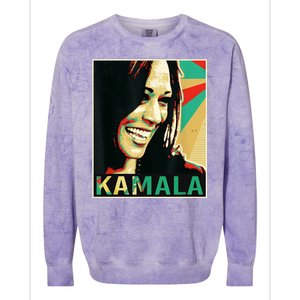 Kamala Harris Retro Portrait Colorblast Crewneck Sweatshirt