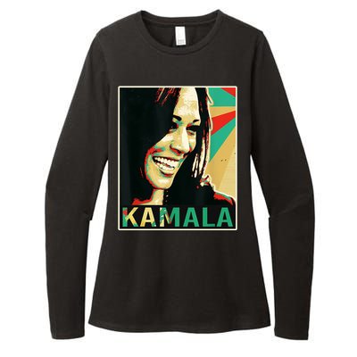 Kamala Harris Retro Portrait Womens CVC Long Sleeve Shirt