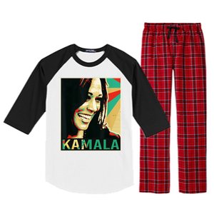 Kamala Harris Retro Portrait Raglan Sleeve Pajama Set