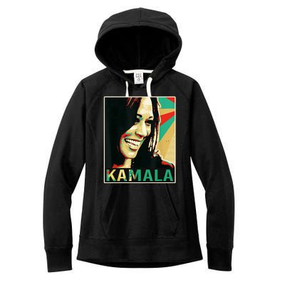 Kamala Harris Retro Portrait Women's Fleece Hoodie