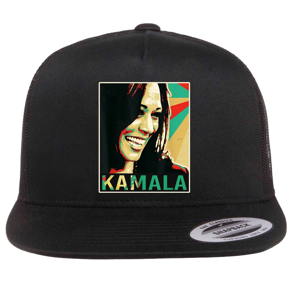 Kamala Harris Retro Portrait Flat Bill Trucker Hat