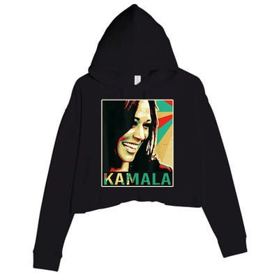 Kamala Harris Retro Portrait Crop Fleece Hoodie