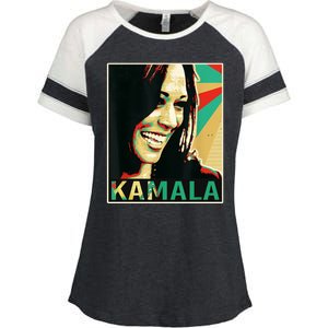 Kamala Harris Retro Portrait Enza Ladies Jersey Colorblock Tee