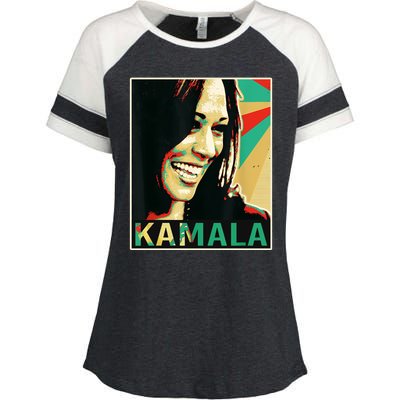 Kamala Harris Retro Portrait Enza Ladies Jersey Colorblock Tee