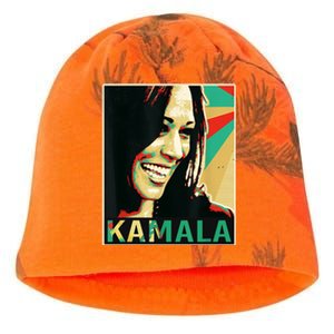 Kamala Harris Retro Portrait Kati - Camo Knit Beanie