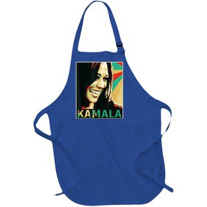 Kamala Harris Retro Portrait Full-Length Apron With Pockets