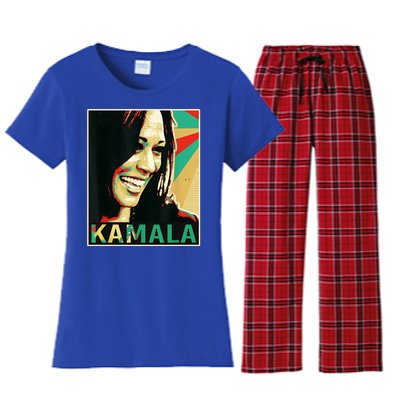 Kamala Harris Retro Portrait Women's Flannel Pajama Set