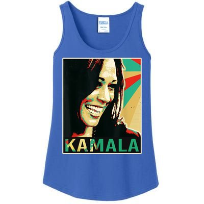 Kamala Harris Retro Portrait Ladies Essential Tank