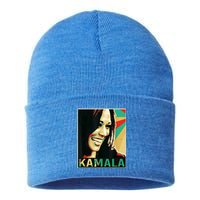 Kamala Harris Retro Portrait Sustainable Knit Beanie