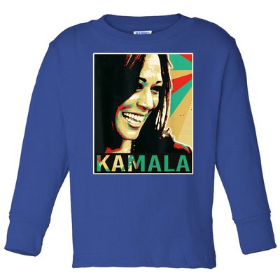 Kamala Harris Retro Portrait Toddler Long Sleeve Shirt