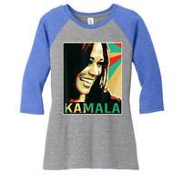 Kamala Harris Retro Portrait Women's Tri-Blend 3/4-Sleeve Raglan Shirt