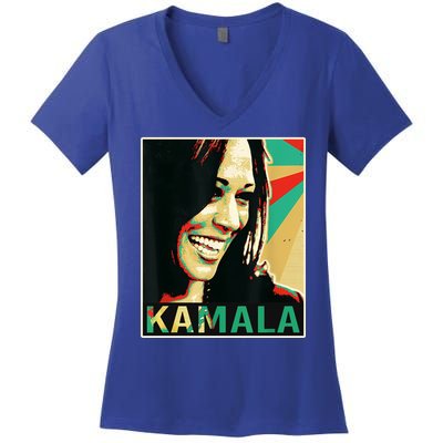 Kamala Harris Retro Portrait Women's V-Neck T-Shirt