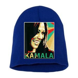 Kamala Harris Retro Portrait Short Acrylic Beanie