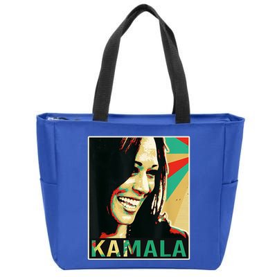 Kamala Harris Retro Portrait Zip Tote Bag