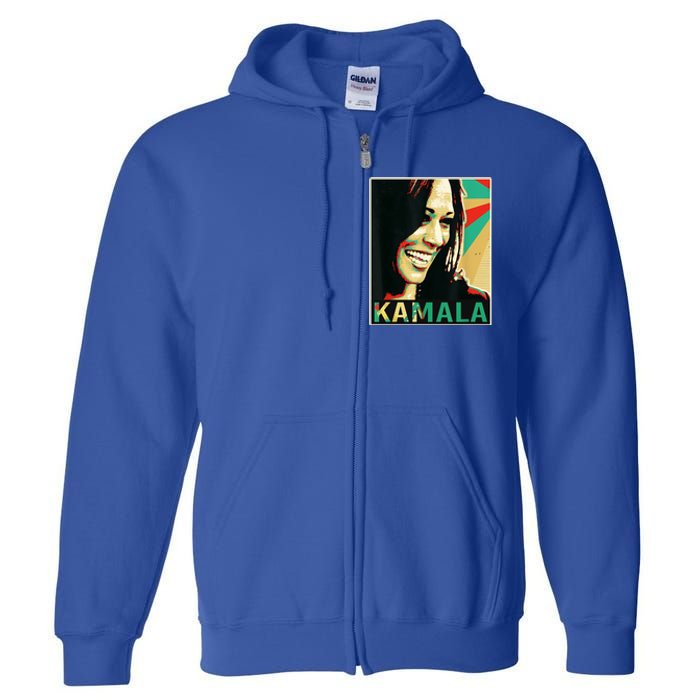 Kamala Harris Retro Portrait Full Zip Hoodie