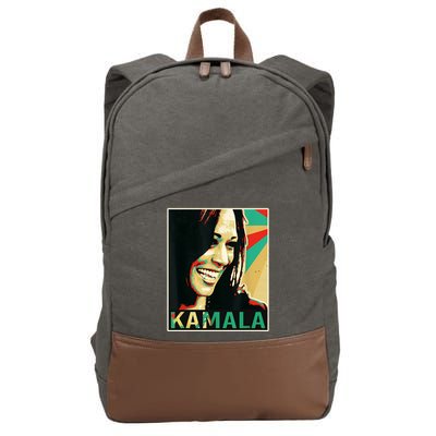 Kamala Harris Retro Portrait Cotton Canvas Backpack