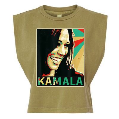 Kamala Harris Retro Portrait Garment-Dyed Women's Muscle Tee