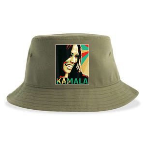 Kamala Harris Retro Portrait Sustainable Bucket Hat