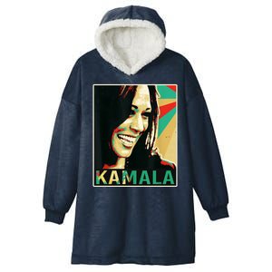 Kamala Harris Retro Portrait Hooded Wearable Blanket