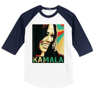 Kamala Harris Retro Portrait Baseball Sleeve Shirt