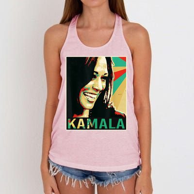 Kamala Harris Retro Portrait Women's Knotted Racerback Tank