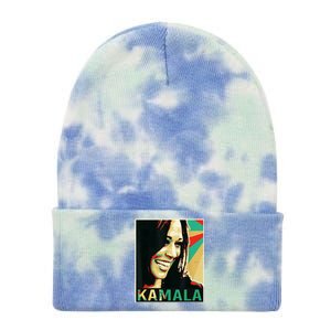 Kamala Harris Retro Portrait Tie Dye 12in Knit Beanie